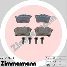 Комплект тормозных колодок, дисковый тормоз ZIMMERMANN 24765.165.1