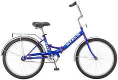 Велосипед STELS Pilot 24" взрослый, складной, с корзиной, мужской, женский (синий)