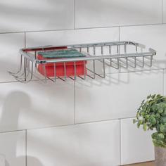 Подставка для губок и моющего средства навесная, 2 крючка, 26×11,5×4 см, нержавеющая сталь No Brand
