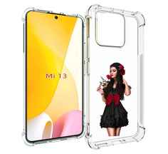 Чехол MyPads девушка-в-черном-платье-с-розой женский для Xiaomi 13