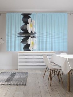 Классические шторы JoyArty "Каменная пирамидка и цветок", Oxford DeLux, 2шт 145x180 см