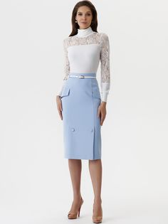 Юбка женская Арт-Деко U-569 голубая 46 RU