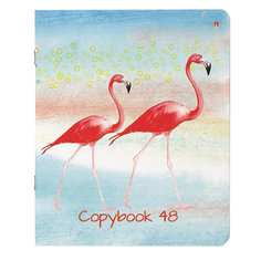 Тетрадь общая 48л, А5 Альт Фламинго клетка, скрепка, картон разные виды 60шт. 7-48-730