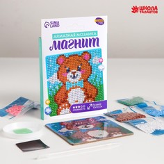 Алмазная мозаика магнит для детей «Медвежонок», 10х10 см No Brand