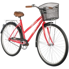 Велосипед FOXX 28" FIESTA красный, сталь, размер 20" + передняя корзина