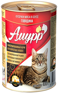 Влажный корм для кошек Амурр с говядиной, 415г