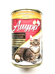 Влажный корм для кошек Амурр курица, 415г