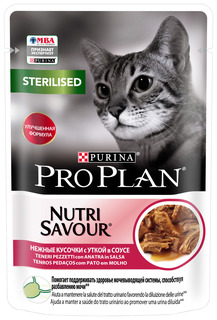 Влажный корм для кошек Purina Pro Plan с уткой, для стерилизованных, 26шт по 85г