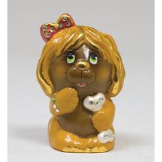 Фигурка декоративная Art East, Собака с бантом, 8 см, коричневый