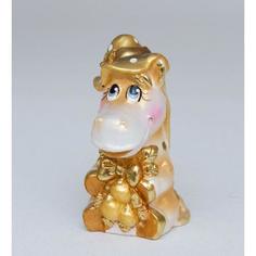 Фигурка декоративная Art East, Лошадь Анфиса в шляпе, 9 см, золото