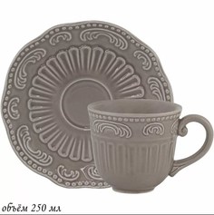 Чашка с блюдцем 250 мл БАВАРИЯ серый в под.уп. Керамика 110460 118-110460 Lenardi