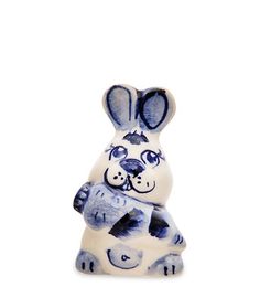 Фигурка "Зайчонок с морковкой" (Гжельский фарфор) ГЛ-847 113-7010994 No Brand