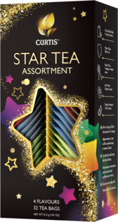 Чай Curtis "Tea Party Star Assortment" сувенир на Новый год, ассорти, 32 пакетика