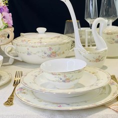 Обеденный сервиз 28пр. FLEUR в под.уп. Костяной фарфор 145-315 118-145-315 Lenardi