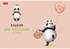 Альбом для рисования 20л А4ф на скобе мат.ламин. -FunnyPanda-, 20А4лВ Hatber