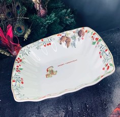 Квадратный салатник 23см НОВОГОДНИЙ в под.уп. Фарфор 205-349 118-205-349 Lenardi