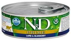 Влажный корм для кошек Farmina N&D Prime с ягненком и черникой 80 г
