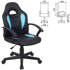 Кресло компьютерное BRABIX "Spark GM-201", экокожа, черное/голубое, 532505 No Brand