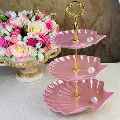 Трехъярусная ПЕРЛАМУТР этажерка в под.уп. Фарфор 106-204 118-106-204 Lenardi