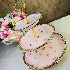 Трехъярусная этажерка БАБОЧКИ в под.уп. Фарфор 144-395 118-144-395 Lenardi