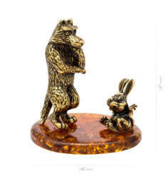 Фигурка Заяц - Волк из латуни и янтаря LY-390044 No Brand