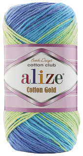 Пряжа ALIZE Cotton Gold Batik Design (4146), зелено-голубой, 5 шт. по 100 г