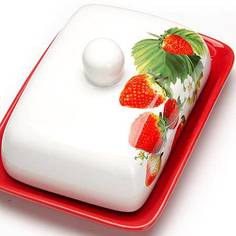 Маслёнка с крышкой Клубника LORAINE 26341 KSMB-26341