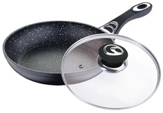 Сковорода с крышкой и антипригарным покрытием non-stick под мрамор 28 см, MC-6287. Mercury