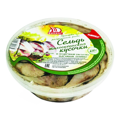 Сельдь тихоокеанская Викинг кусочки в огуречной уксусно-масляной заливке 430 г