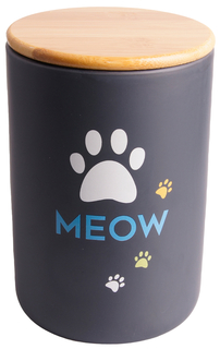Бокс Mr.Kranch керамический для хранения корма для кошек MEOW 1900 мл черный No Brand
