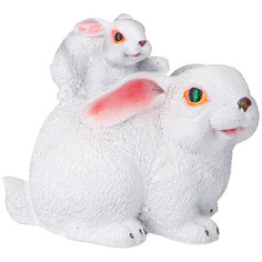 Фигурка декоративная Lefard заяц с зайчонком высота 23см белый с глиттером