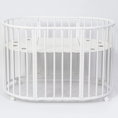 Детская овальная кроватка-трансформер Malika Loki 9 в 1, белая, УТ000004499 Малика