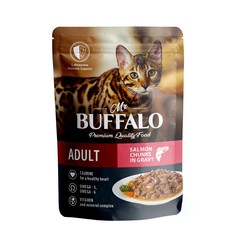 Влажный корм для кошек Mr.BUFFALO Hair & Skin лосось в соусе 85г