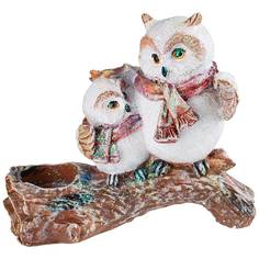 Подсвечник Lefard совы две на коряге новогодний 18x17 см
