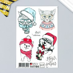 Татуировка на тело "Кошечки, собачки" 10х15 см No Brand