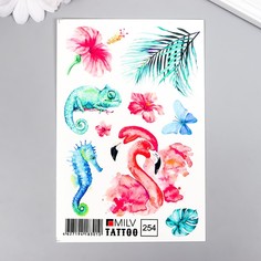 Татуировка на тело "Фламинго" 10х15 см No Brand