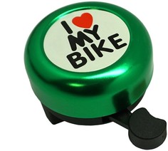 Звонок ?53мм "I LOVE MY BIKE" зелёный, ал./пластик TBS