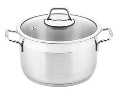Кастрюля Elan Gallery Гармония вкуса с крышкой, серебро, 3,7 л