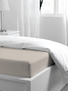 Простыня на резинке Uniqcute из поплина 180х200х25 см LATTE