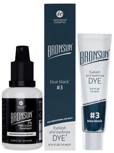 Краска для ресниц и бровей Bronsun 15 мл + оксидант-молочко #3 Иссиня-черный 20 мл Innovator Cosmetics