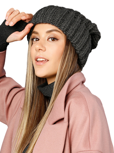 Шапка бини женская Siberika Эстер, черный матовый