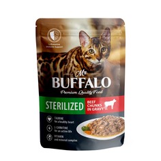 Влажный корм для кошек Mr.BUFFALO Sterilized говядина в соусе 85г