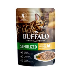 Влажный корм для кошек Mr.BUFFALO Sterilized цыпленок в соусе 85г
