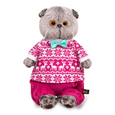 Мягкая игрушка BUDI BASA Кот Басик в зимней пижаме, 25 см