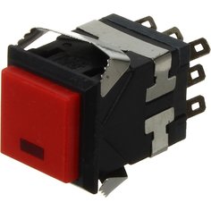 Кнопка 18мм квадратная КРАС/черный без фиксации 8PIN подсветка KLS