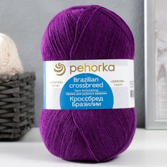 Пряжа Пехорка Кроссбред Бразилии, 100г, 500м (меринос, акрил) 575 ярко-лиловый, 5 мотков