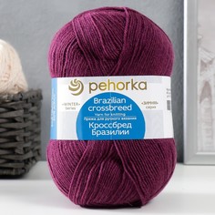 Пряжа Пехорка Кроссбред Бразилии, 100г, 500м (меринос, акрил) (40 Цикламен), 5 мотков