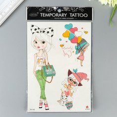 Татуировка на тело цветная "Модница" 21х15 см No Brand