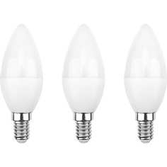 Лампа светодиодная 3 шт REXANT Свеча CN 9.5 Вт E14 2700 K теплый свет 604-023-3