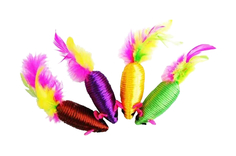 Игрушка для кошек Уют ИУ93 Мышь-погремушка с перьями цветная 7 см 20 шт